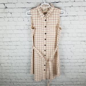 MATA TRADERS | sleeveless button up tie waist windowpane plaid dress